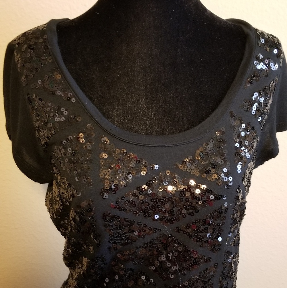 Sequin Short Sleeved Top